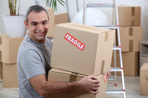 Removal van and packed boxes for a move in Gantshill