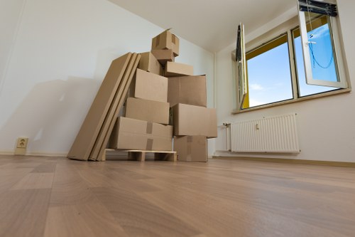 Organised boxes and furniture in a secure Gantshill storage space